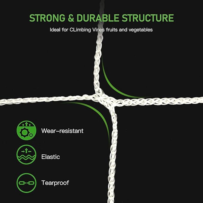 Trellis Netting, CANAGROW Heavy-Duty Garden Plant Trellis Netting for Climbing Plants, Outdoor Indoor Grow Net for Beans Tomatoes Peas Pumpkin Flowers, 6x15ft, 1 Pack CANAGROW