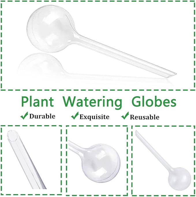 10 Pcs Clear Plant Watering Globes,Plastic Self-Watering Bulbs,Flower Automatic Watering Device,Garden Waterer for Plant Indoor Outdoor -PlantWateringGlobes-