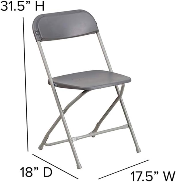 Flash Furniture Hercules Series Plastic Folding Chairs for Parties and Weddings, Stackable Commercial Event Seats, Set of 10, Gray FlashFurniture