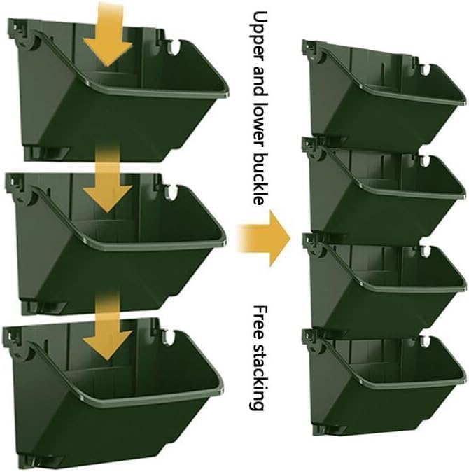 Self-Watering Wall Mounted Planter Set, Indoor and Outdoor Vertical Planter, Stackable Wall Mounted, for Balcony Decoration (Blackish Green 8 Pack) Rootora