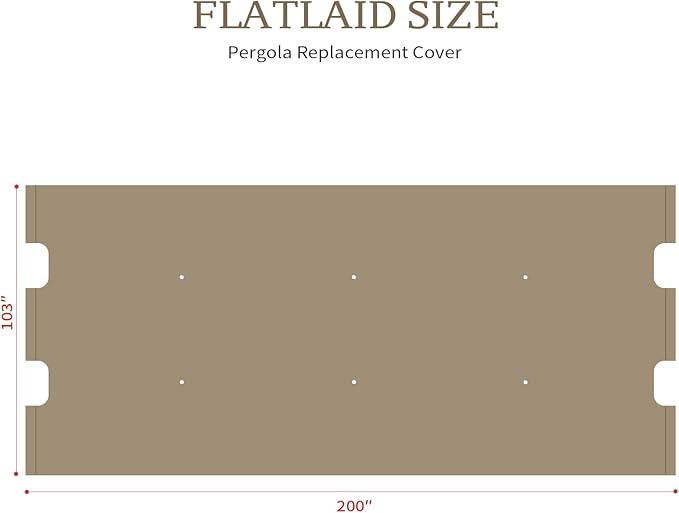 Pergola Canopy Replacement Cover for Lowe's Allen + Roth 10x10 Ft Freestanding Pergola, 200" x 103" Shade Cover, Compatible with Model #L-PG152PST-B,Cover Only (Khaki) Iheqard