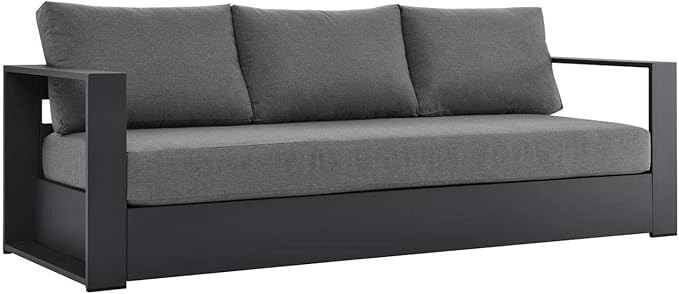 Modway Tahoe Aluminum Outdoor Patio Sofa in Gray Charcoal Modway