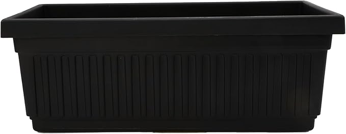 The HC Companies Venetian Window Planter Box w/Drain Plug - Long Planter Box for Windowsills, Balconies & More - Plastic Large Rectangular Outdoor Planters for Herbs & Flowers (24" Black, Pack of 1) TheHCCompanies
