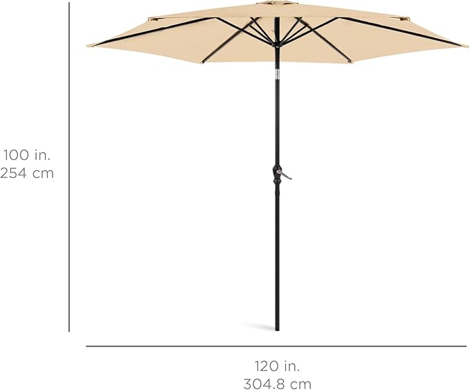 Best Choice Products 10ft Outdoor Table Compatible Steel Polyester Market Patio Umbrella w/Crank and Easy Push Button Tilt BestChoiceProducts