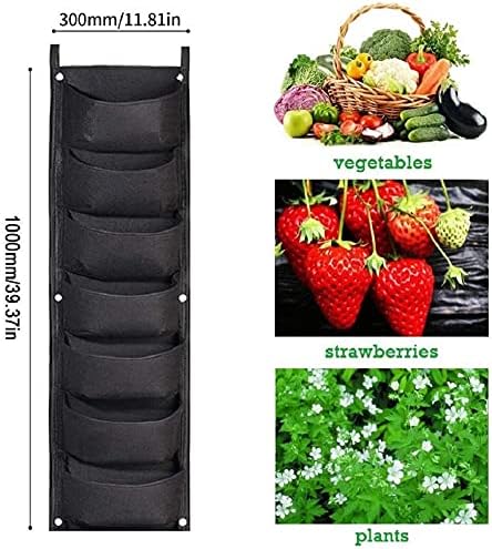 LITLANDSTAR Hanging Planter Bags, 2 Pack 7 Pocket Hanging Vertical Wall Planter Planting Grow Bags Outdoor Indoor Gardening Vertical Greening Flower Container (Black) LITLANDSTAR