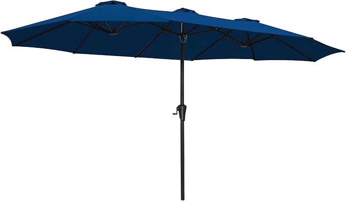 SUPERJARE 15FT Outdoor Umbrella for Patio, Double sided Pool Umbrellas with Fade Resistant Canopy, Large Table Umbrella for Deck, Market, Backyard - Navy Blue SUPERJARE
