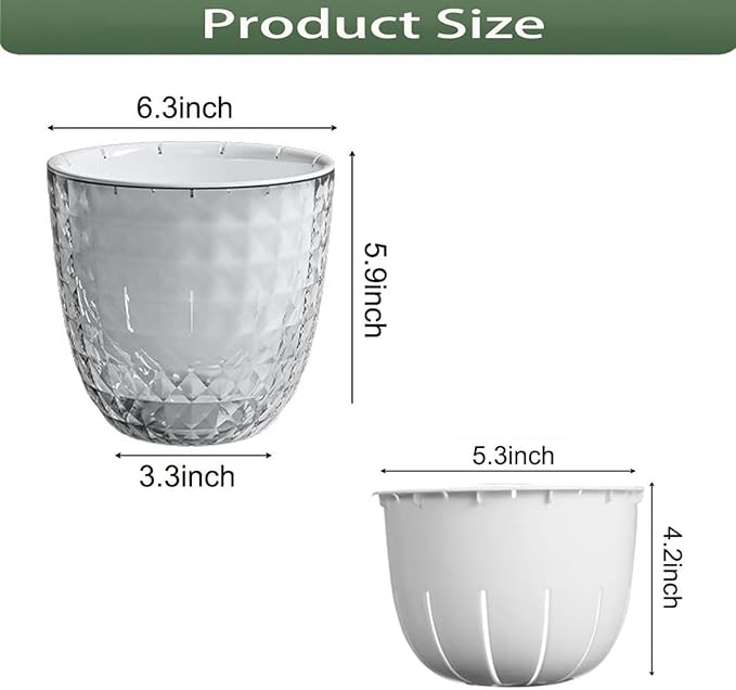 2 Pack 6 inch Self Watering Pots Planters for Indoor Plants, African Violets Pots with Wick Rope, Modern Plastic Nursery Pots for All House Plants,Flowers Succulents,Herbs,Cactus,Orchids XKYQSY