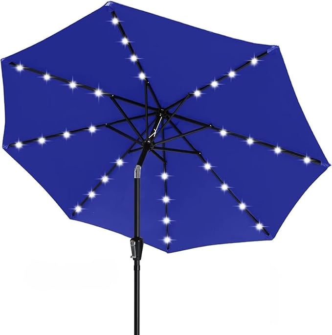 ABCCANOPY 10FT Durable Solar Led Patio Umbrellas with 32LED Lights (Blue) ABCCANOPY