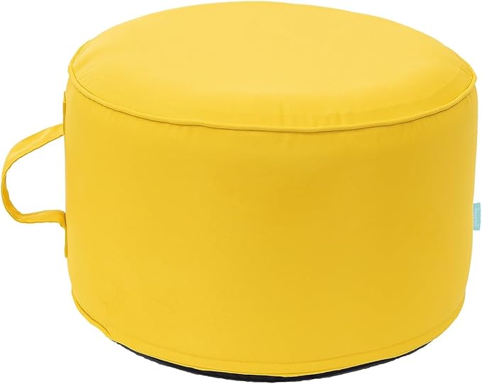 QILLOWAY Indoor/Outdoor Inflatable Stool,Round Ottoman,All Weather Foot Rest for Camping or Home,Yellow QILLOWAY