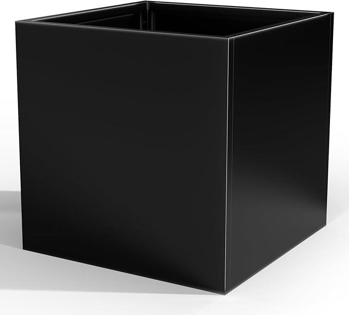 Metal Large Planter Box 26" L x 26" W x 26", Heavy Duty Tall Rectangle Outdoor Planter Box with Removable Insert Shelves for Porch, Garden, Patio, Yard (Black) Baotree