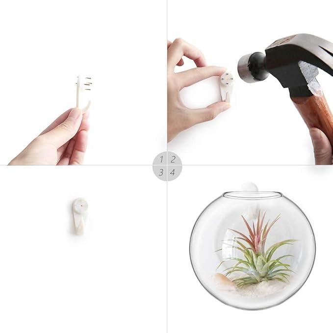 Mkono Wall Hanging Glass Terrariums Planter Oblate Flower Vase for Hydroponics Plants, Bathroom, Home Office Living Room Decor, Set of 6 Mkono