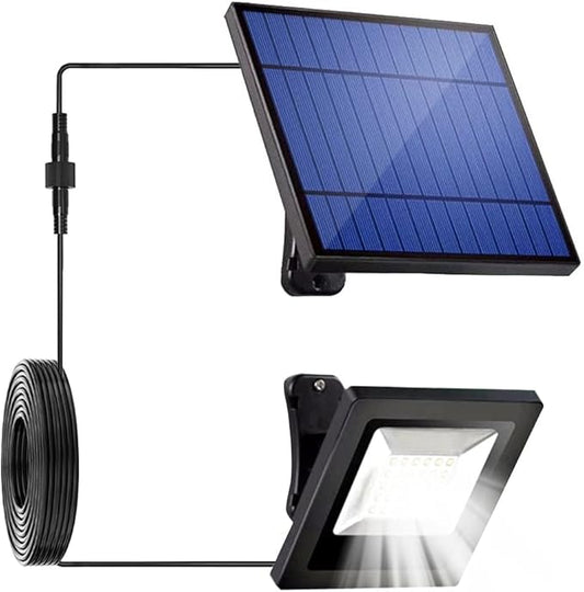 Solar Lights Dusk to Dawn 4400mAh Solar Powered Spotlight Waterproof Flood Light 6000K Lighting with 16FT Cord for Patio, Flag Pole, Fence, White OusamLED