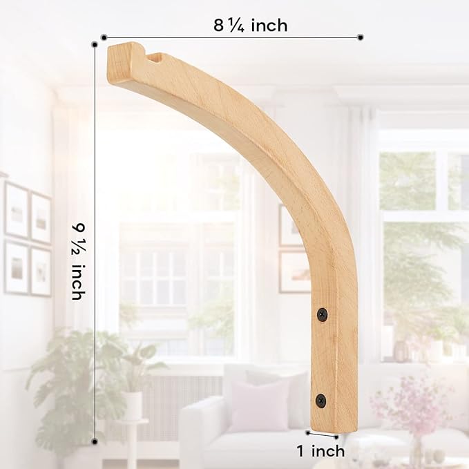Wooden Wall Hooks for Plants - 8 Inch Indoor Plant Hangers, 2 Pack Decorative Wood Wall Hooks for Hanging Planters, Lanterns, Wind Chimes & Garden Decor (Natural Wood, Heavy Duty) Smowfes
