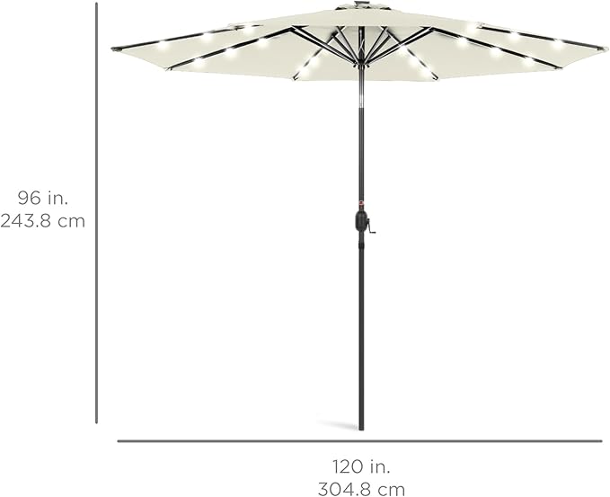 Best Choice Products 10ft Solar Polyester LED Lighted Patio Umbrella w/Tilt Adjustment and UV-Resistant Fabric BestChoiceProducts