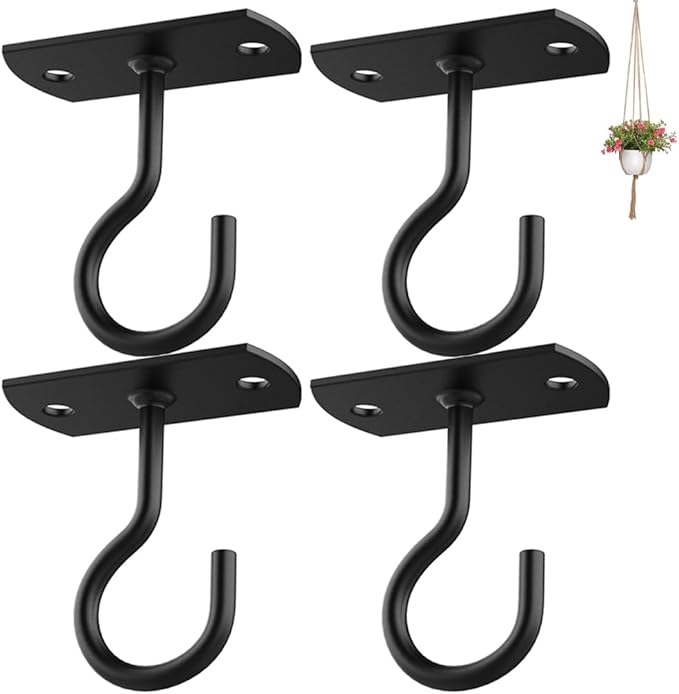4Pack 2.5in Ceiling Hooks for Hanging Plants Black QualityEfficiency