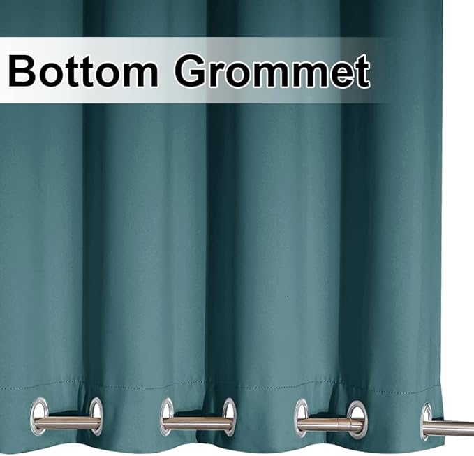 NICETOWN 2 Panels Outdoor Curtains for Patio Waterproof & Windproof, Thermal Insulated Rustproof Top and Bottom Grommet Blackout Outdoor Curtain Drapes for Pergola, W52 by L95, Teal NICETOWN