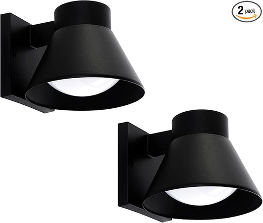 UME 2 Pack LED Outdoor Wall Light Fixtures, Black Front Porch Lights Wall Mount Lighting, Exterior Waterproof Wall Lantern Light Fixture Anti-Rust Farmhouse Wall Sconce for Patio, Doorway, Garage UME