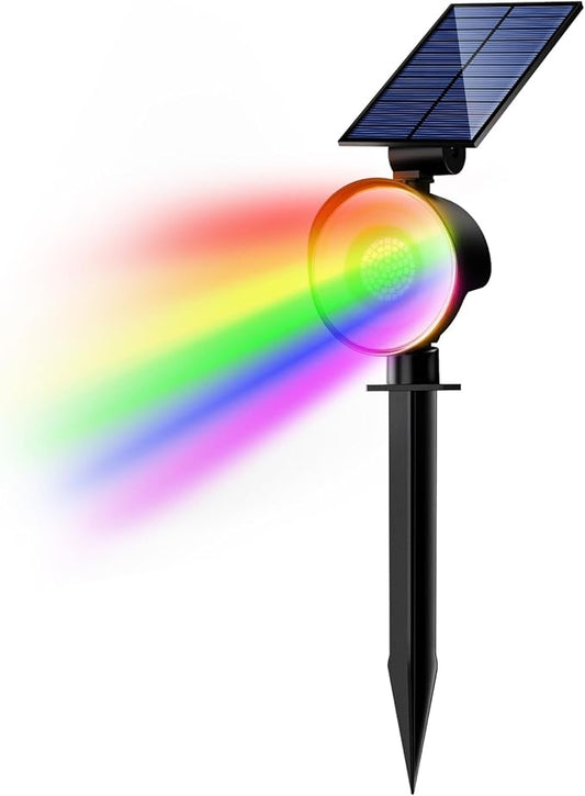 nipify 1 Pack Solar Lights Outdoor Waterproof, LED Solar Spot Lights with 3 Modes Landscape Spotlights for Outside Garden Yard Trees,RGB Nipify
