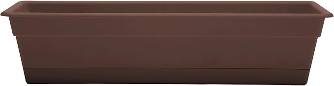 Bloem Dura Cotta Window Box Planter: 30" - Chocolate - Large Box with Tray, Weatherproof Resin Box, Removable Tray for Indoor & Outdoor Use, Gardening, 4 Gallon Capacity Bloem