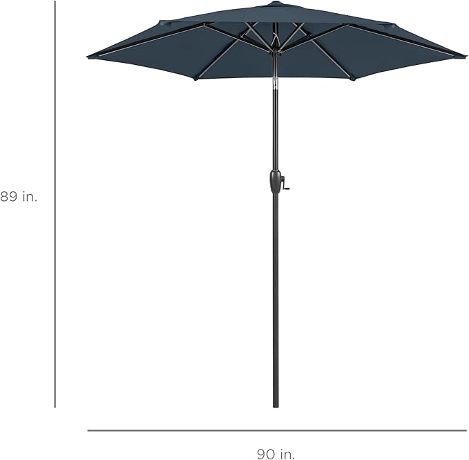 Best Choice Products 7.5ft Heavy-Duty Round Outdoor Market Table Patio Umbrella w/Steel Pole, Push Button Tilt, Easy Crank Lift - Slate Blue BestChoiceProducts