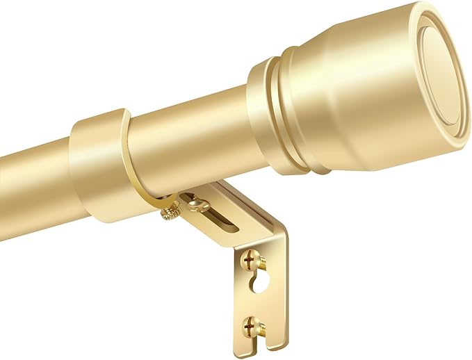 1” Diameter Gold Curtain Rods Itself is 30 to 90 inch, 1 Pack Fit 30-84 inch Windows with Heavy Duty Adjustable Rod 1 Inch Diameter Splicing Metal Extra Long Curtain Rod Rootora