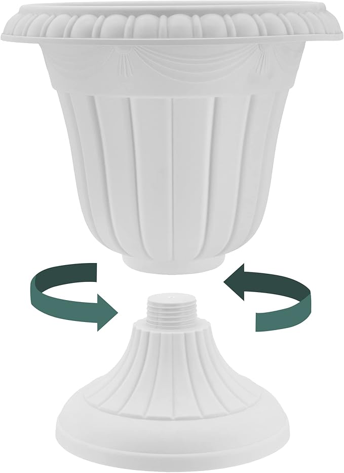 Arcadia Garden Products PL10CP Classic Traditional Plastic Urn Planter Indoor/Outdoor, 15" x 13", Brushed Copper Rootora