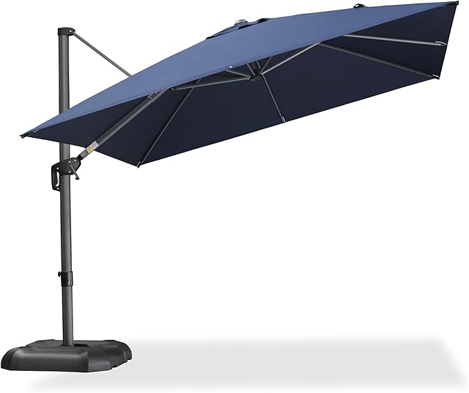 PURPLE LEAF 10 Feet Patio Umbrella Outdoor Cantilever Square Umbrella Aluminum Offset Umbrella with 360-degree Rotation for Garden Deck Pool Patio, Navy Blue PURPLELEAF