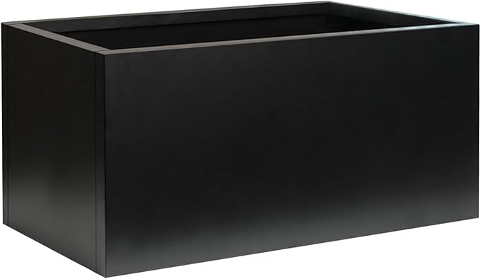 Galvanized Steel Metal Planter Rectangular Indoor 32" L x 16" W x 16" H Black Planter Box Large Outdoor Planters Steel Commercial Residential for Patio, Garden GZGNEEVL