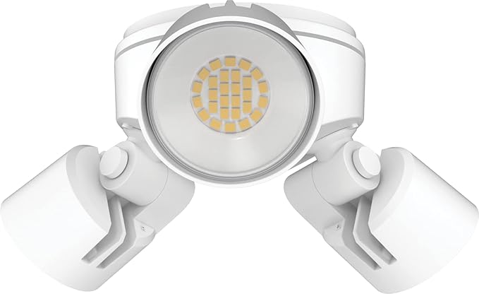 Lithonia Lighting HomeGuard 3-Light LED Outdoor Flood Lights, Outdoor LED Lights, Dusk to Dawn Sensor, Adjustable Lumens, Selectable Color, Round Heads, White (HGX LED 3RH ALO SWW2 120 PE WH M2) AcuityBrands