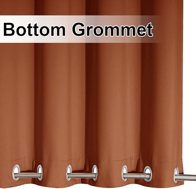NICETOWN Outdoor Curtain Top and Bottom Fixed Grommet, Thermal Insulated Weighted Vertical Drape Blackout Heavy Weight Windproof Outdoor Drapery, Burnt Orange, 52 by 108 inches,1 Piece NICETOWN