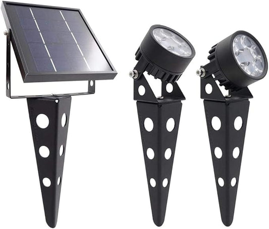 Solar Spot Lights Outdoor Legacy Mini 50X Twin Solar-Powered LED Spotlight (Cool White LED) for Outdoor Garden Yard Landscape Uplight Downlight, Waterproof, Black Finish SolarLightMart