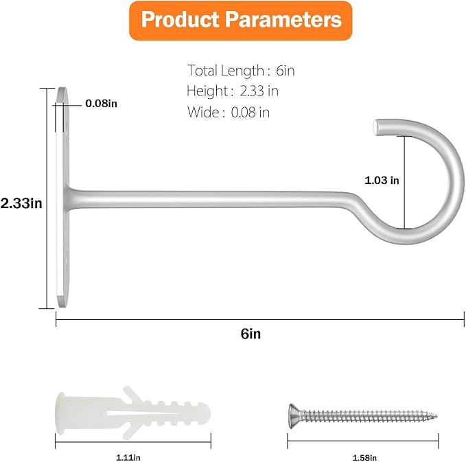 Plant Hook 6inch,Plant Hanger Shepherds Plant Bracket for Wall Hanging Wind Chimes Lanterns,Bird Feeder,Flower Basket,Home Decor Indoor & Outdoor 2 Pack QualityEfficiency