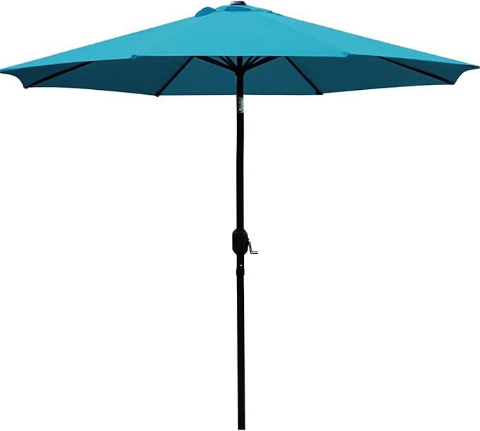 Sunnyglade 9' Patio Umbrella Outdoor Table Umbrella with 8 Sturdy Ribs (Teal Blue) Sunnyglade