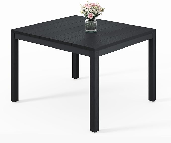 Stoog All-Weather Patio Dining Table for 4, Outdoor HIPS Dining Table with Aluminum Frame, Waterproof Patio Table, Never Rot or Fade, Black Stoog