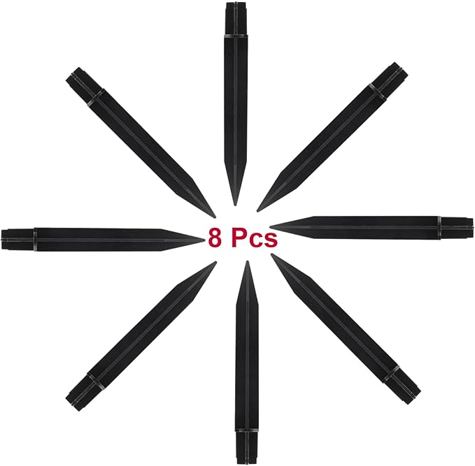 Biaungdo 8 Pcs Ground Spike, 8.25 Inch Black Reinforced Plastic Ground Spikes ABS Lights Replacement Stakes Yard Stakes for Solar Pathway Torch Garden Lights Biaungdo