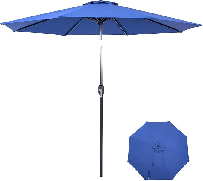 Backyard Expressions 9 ft. Patio Umbrella, Market Table Umbrella w/Tilt and Crank, 8 Ribs BackyardExpressions