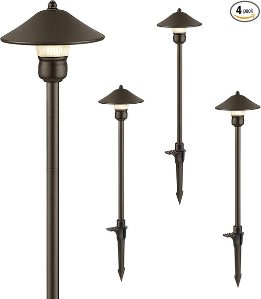 EDISHINE Low Voltage Pathway Lights, 3W 150 LM 3000K 16.5“ Tall LED Landscape Lights, 12V AC/DC 50,000Hrs Waterproof Aluminum Housing Outdoor Landscape Lighting for Path, Yard, Garden EDISHINE