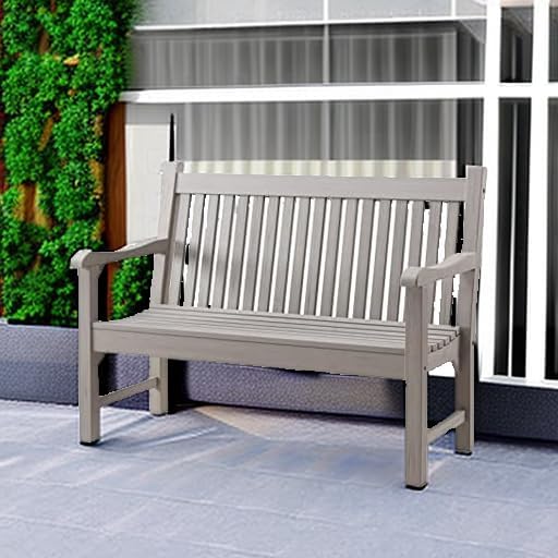 Psilvam Garden Bench, 2-Person Poly Lumber Patio Bench, All-Weather Outdoor Bench That Never Rot and Fade, Memorial Bench, Suit for Garden, Porch and Park(Grey) PsilvamGardenFurniture