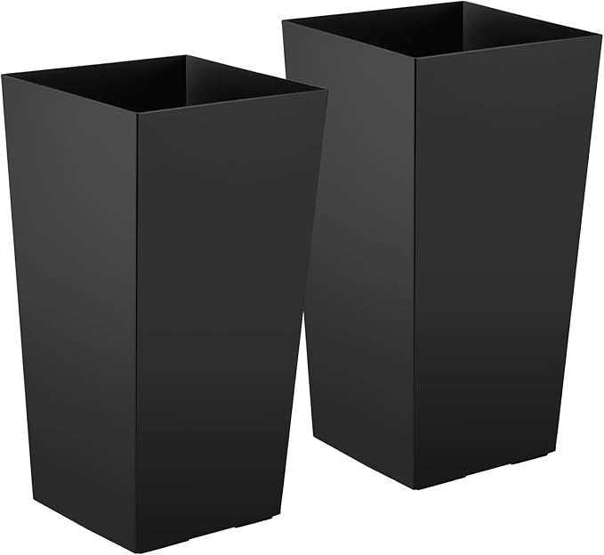 VEVOR 30 inch Tall Planters for Outdoor Plants Set of 2, Black Tall Planter for Indoor Plants, Modern Large Planters for Front Porch Patio Balcony, Plant Container Flower Pots with Built-in Drainage VEVOR