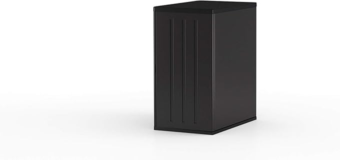 Suncast Heavy-Duty Resin Outdoor Storage Cabinet, 30" W x 20.25" D x 36" H Dark Grey Base Garage Storage Cabinet with Lockable Doors and Metal Reinforced Shelves, Made in The USA SuncastCommercialProducts