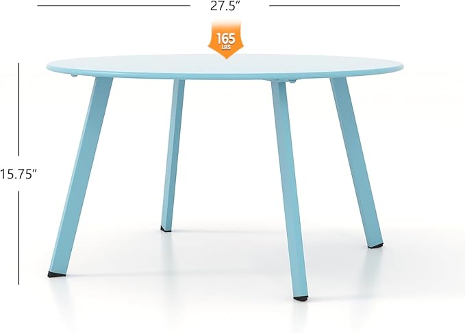Grand patio Round Coffee Table, Weather Resistant Patio Side Table, Outdoor Round End Table with Square Feet, Great for Backyard, Patio, Deck, Blue GrandPatio