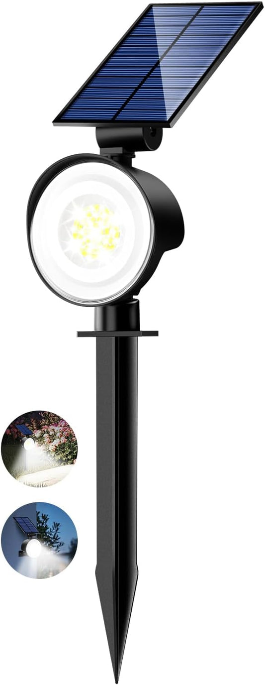 nipify 1 Pack Solar Spot Lights Outdoor Waterproof with 3 Modes, Solar Spotlight Light for Outside Yard Landscape Lighting Pathway Lights Wall, Cool White Nipify