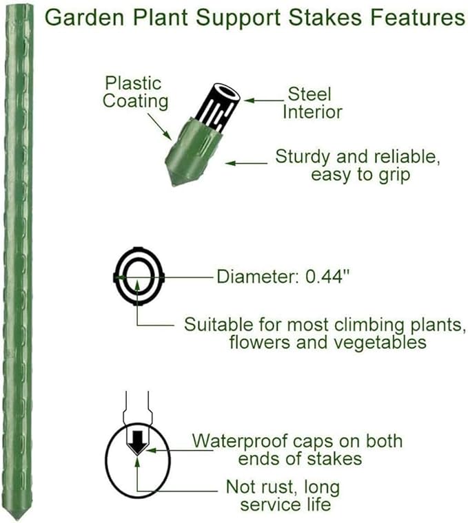 6Ft 72inch Garden Stakes Sturdy Plant Sticks Support Tomato Stakes for Vegetable,Pack of 20 Jxrhy
