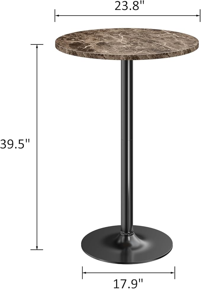 Furmax Bistro Pub Table Round Bar Height Cocktail Table for Home Bar, Round Bar Tables for Party, Dining Room, Living Room and Wedding, Metal Base MDF Top Obsidian, 40.6 Inch Height (4, Faux Marble) Furmax