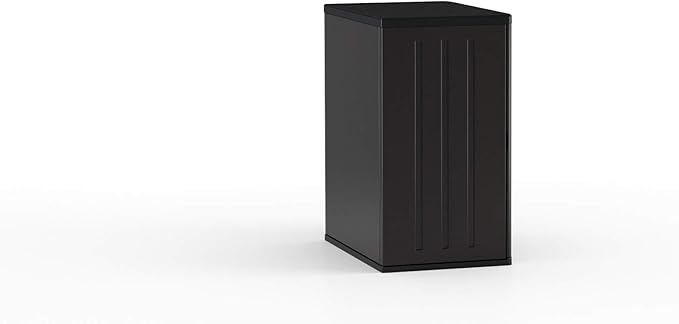 Suncast Heavy-Duty Resin Outdoor Storage Cabinet, 30" W x 20.25" D x 36" H Dark Grey Base Garage Storage Cabinet with Lockable Doors and Metal Reinforced Shelves, Made in The USA SuncastCommercialProducts