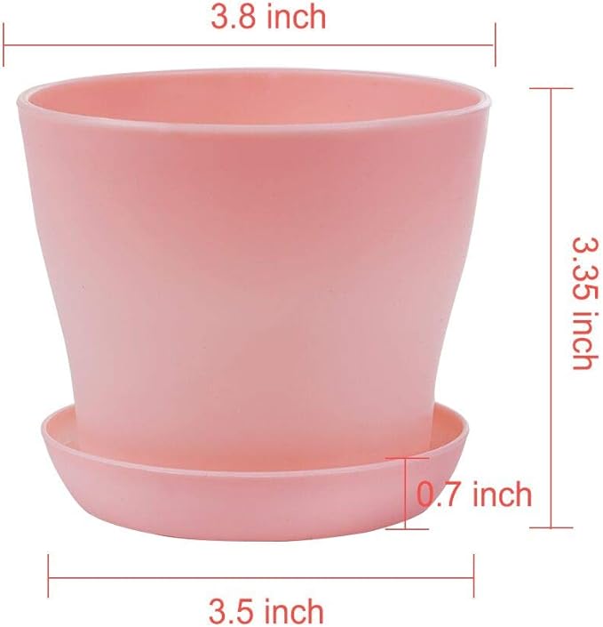 TDHDIKE 10 Pcs Plastic Planters Indoor Pots, Mini Flower Seedlings Nursery Flower Pot with Pallet, Modern Decorative Gardening Containers TDHDIKE