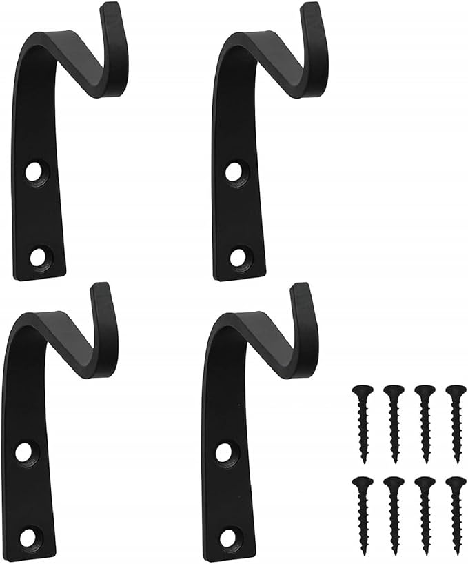 Cast Iron Plant Hooks for Hanging Baskets Indoor, Heavy Duty Plant Hangers Outdoor, Rustic Planter Hook Hanging Lanterns Bird Feeders, 4 Inch (4 Pack) HERNGEE