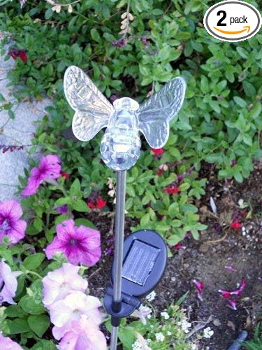 Solar Powered Garden Stake LED Light, Set of 2 (Bumble Bee) RELIGHTABLE