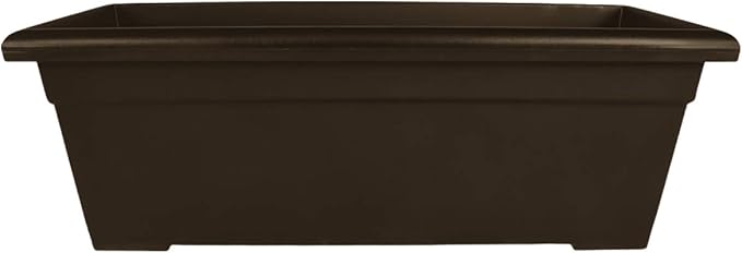 The HC Companies 28 Inch Romana Planter Box with Drainage Plug, Lightweight UV-Resistant Plastic Outdoor Planters, 1-Pack Flower Box for Garden, Patio, Balcony, and Fence, Chocolate TheHCCompanies