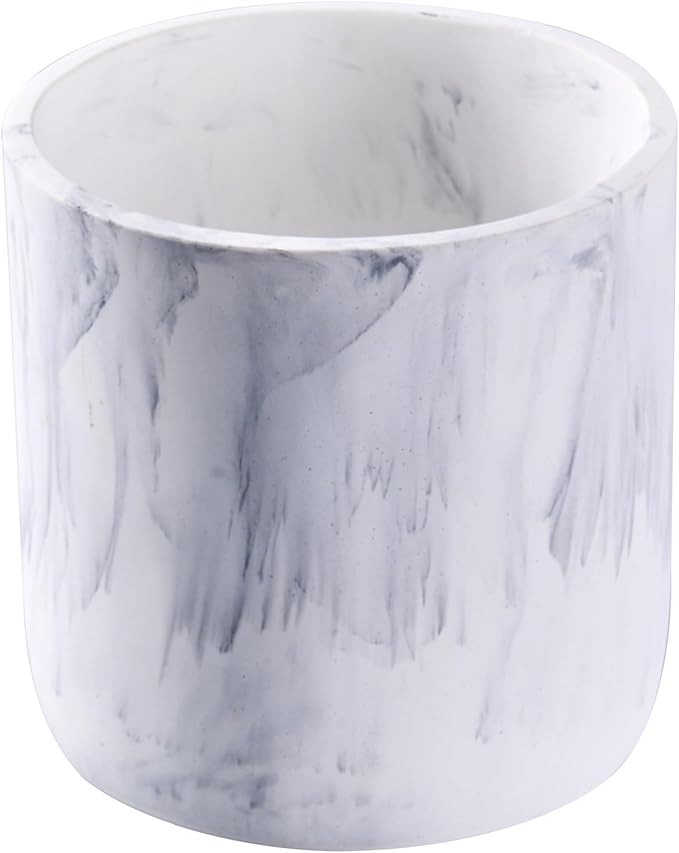 Ekirlin 6 Inch Resin Plant Pot Indoor - Natural Marble Texture Garden Planter with Drainage Hole, Removable Rubber Stopper and Non-Slip Soft Pad, Modern Succulents Containers for Home, Outdoor Ekirlin